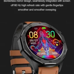 E480 Smart Watch 1.43 inch Smartwatch Fitness Running Watch Bluetooth ECG+PPG Temperature Monitoring Pedometer Compatible with Android iOS Women Men Long Standby Hands-Free Calls Waterproof IP 67