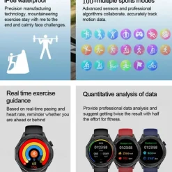 E480 Smart Watch 1.43 inch Smartwatch Fitness Running Watch Bluetooth ECG+PPG Temperature Monitoring Pedometer Compatible with Android iOS Women Men Long Standby Hands-Free Calls Waterproof IP 67