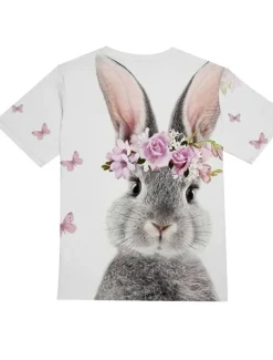 Easter Girls' 3D Floral Animal Rabbit T shirt Short Sleeve 3D Print Summer Spring Active Fashion Cute Kids 3-12 Years Outdoor Daily Indoor Regular Fit
