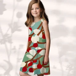 Easter Girls' 3D Floral Graphic Dress Sleeveless Summer Spring Vacation Daily Holiday Princess Beautiful Sweet Kids 4-12 Years Casual Dress A Line Dress Knee-length Regular Fit