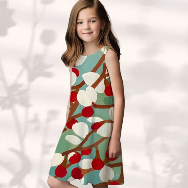 Easter Girls' 3D Floral Graphic Dress Sleeveless Summer Spring Vacation Daily Holiday Princess Beautiful Sweet Kids 4-12 Years Casual Dress A Line Dress Knee-length Regular Fit