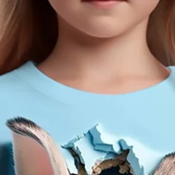 Easter Girls' 3D Graphic Cartoon Rabbit T shirt Tee Short Sleeve 3D Print Summer Spring Active Fashion Cute Kids 3-12 Years Outdoor Casual Daily Regular Fit