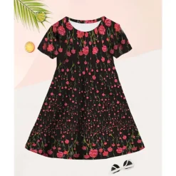 Easter Girls' 3D Graphic Dress Short Sleeve Summer Spring Vacation Daily Holiday Princess Beautiful Sweet Kids 4-12 Years Casual Dress A Line Dress Knee-length Regular Fit