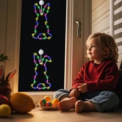 Easter Light Window Cabinet Hanging Light Design Suction Cup Light Battery Powered Easter Birthday Party Kids Room Home Decor