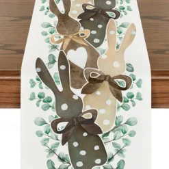 Easter Pattern Table Runner Holiday Table Runner Seasonal Farmhouse Burlap Table Cloth for Wedding Anniversary Home Kitchen Dinner Table Party Decor
