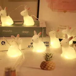 Easter Rabbit Fairy String Lights 1.5m 10Leds Battery Operated Holiday Garden Party Easter Decoration Lamp