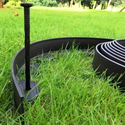 Easy Install Black PE Plastic Garden Edging Kit with Stakes - Durable Lawn Border for Landscape & Grass Separation