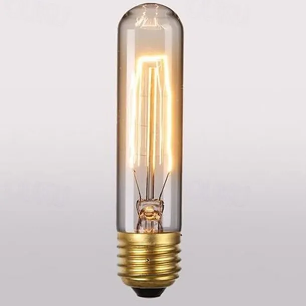 Edison Light Bulbs E26 40W T10 Tubular Vintage Edison Incandescent Dimmable Decorative Candelabra Chandelier Nightlight Amber Warm 220-240V