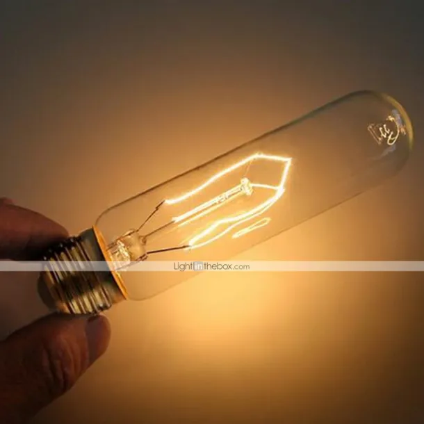 Edison Light Bulbs E26 40W T10 Tubular Vintage Edison Incandescent Dimmable Decorative Candelabra Chandelier Nightlight Amber Warm 220-240V