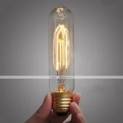 Edison Light Bulbs E26 40W T10 Tubular Vintage Edison Incandescent Dimmable Decorative Candelabra Chandelier Nightlight Amber Warm 220-240V