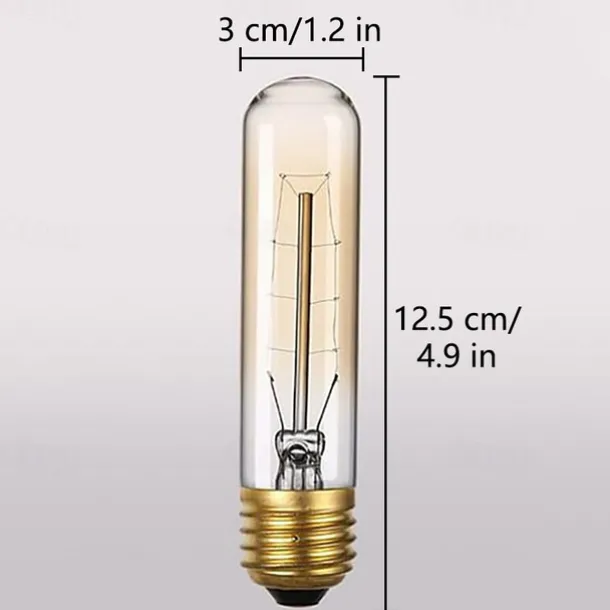 Edison Light Bulbs E26 40W T10 Tubular Vintage Edison Incandescent Dimmable Decorative Candelabra Chandelier Nightlight Amber Warm 220-240V