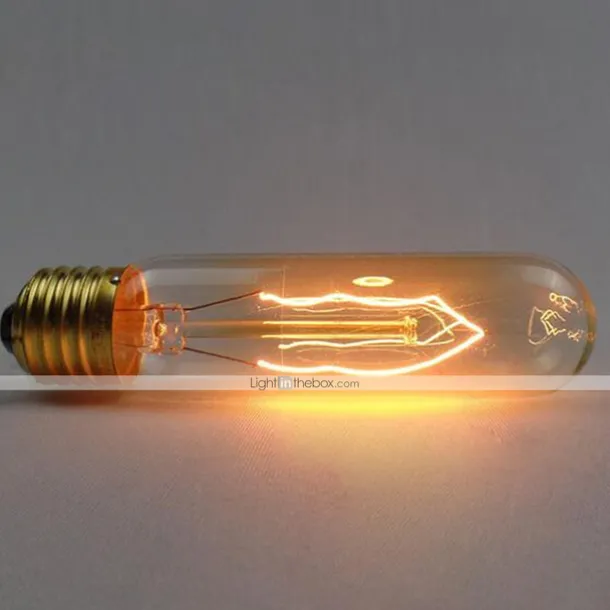 Edison Light Bulbs E26 40W T10 Tubular Vintage Edison Incandescent Dimmable Decorative Candelabra Chandelier Nightlight Amber Warm 220-240V