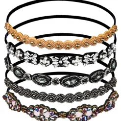 Elastic Beaded Headbands Beads Crystal Rhinestone for Women amp Girls