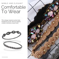 Elastic Beaded Headbands Beads Crystal Rhinestone for Women amp Girls