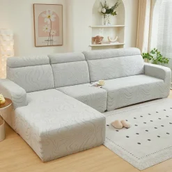 Elastic Jacquard Fabric Sofa Cover Stretch Couch Cover Sectional L Shape Sofa Slipcover Corner Case for Living Room 1/2/3/4 Seat