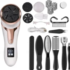 Electric Callus Remover For Feet With Dander Vacuum Cleaner Rechargeable Foot Callus Remover Pedicure Tools Foot File Professional Foot Care Kit Dead Skin Remover With 3 Heads & 2 Speed LCD Display