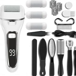 Electric Callus Removers for Feet Rechargeable Foot File Pedicure Kits Waterproof 2 Speed Foot Scrubber Professional Foot Care Tools for Dead Skin Cracked Heels with 3 Roller Heads