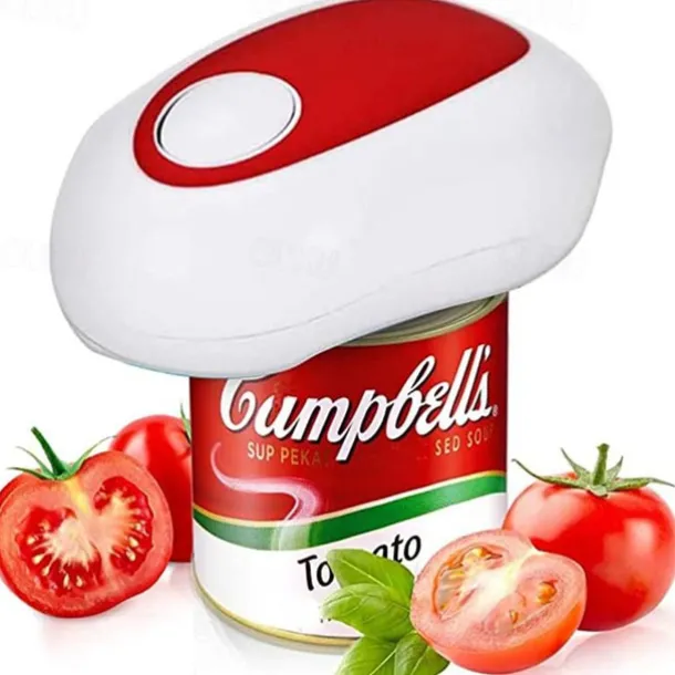 Electric Can Opener - Automatic One-Touch Tin & Jar Opener with Smooth Edges, High-Power Kitchen Tool