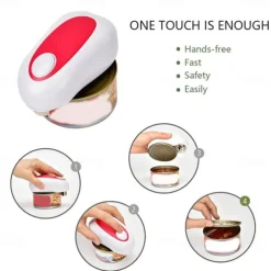 Electric Can Opener - Automatic One-Touch Tin & Jar Opener with Smooth Edges, High-Power Kitchen Tool