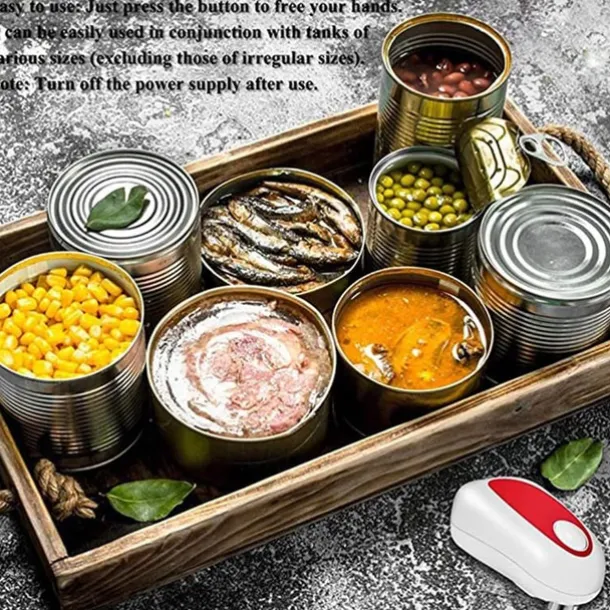 Electric Can Opener - Automatic One-Touch Tin & Jar Opener with Smooth Edges, High-Power Kitchen Tool