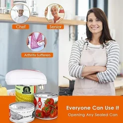 Electric Can Opener - Automatic One-Touch Tin & Jar Opener with Smooth Edges, High-Power Kitchen Tool