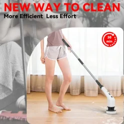 Electric Cleaning Brush 360 Rotating Mop for Kitchen & Car Adjustable Speed with 8 Brush Heads 2 Extension Arms Waterproof