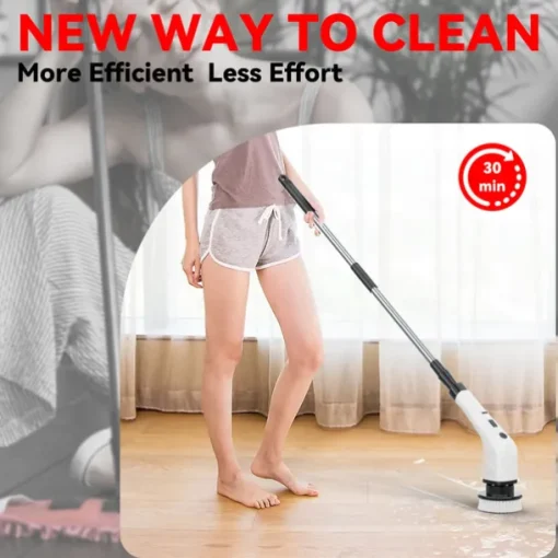 Electric Cleaning Brush 360 Rotating Mop for Kitchen & Car Adjustable Speed with 8 Brush Heads 2 Extension Arms Waterproof