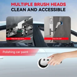 Electric Cleaning Brush 360 Rotating Mop for Kitchen & Car Adjustable Speed with 8 Brush Heads 2 Extension Arms Waterproof