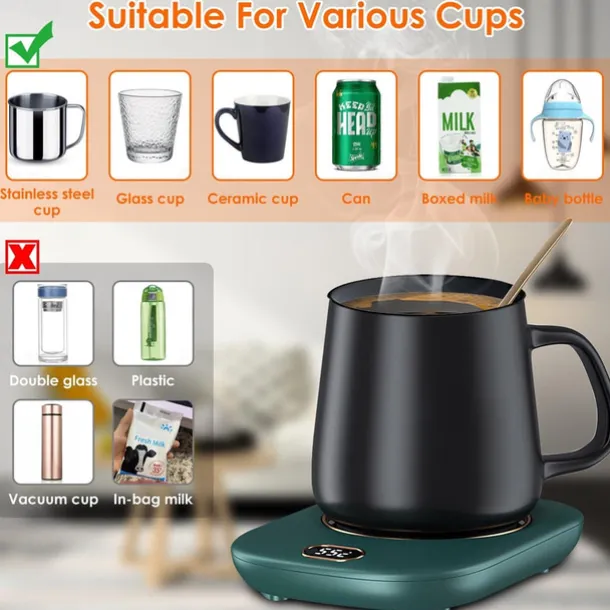 Electric Coffee Mug Heater for Desk Auto Shut off USB Tea Milk Beverage Cup Heater Heating Plate for Office Home 3 Temperature Setting