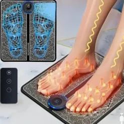 Electric EMS Foot Massager, Pad Remote Controlable & Rechargeable Pain Relief Relaxation Foot Acupoint Massage Pad Muscle Stimulation Improve Blood Circulation Gifts For Home Office Holiday