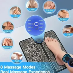 Electric EMS Foot Massager, Pad Remote Controlable & Rechargeable Pain Relief Relaxation Foot Acupoint Massage Pad Muscle Stimulation Improve Blood Circulation Gifts For Home Office Holiday