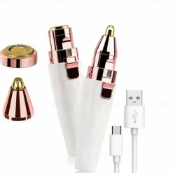 Electric Eyebrow Trimmer, Female-Specific Painless Razor, USB Rechargeable Mini Eyebrow Razor, Portable Epilator, Facial Epilator, Built-In LED Light And 2 Head Eyebrow Razors