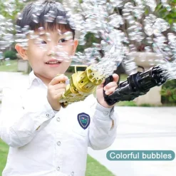 Electric Gatling Bubble Machine Automatic Blower Soap Water Maker Gun for Children Summer Beach Outdoor Kids Toys