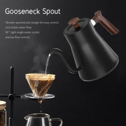 Electric Gooseneck Kettle Fast Water Boiler Stainless Steel Inner Temperature Control LCD Display Auto Shut Off 0.9L Pour Over Coffee and Tea Kettle