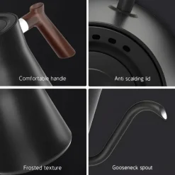 Electric Gooseneck Kettle Fast Water Boiler Stainless Steel Inner Temperature Control LCD Display Auto Shut Off 0.9L Pour Over Coffee and Tea Kettle