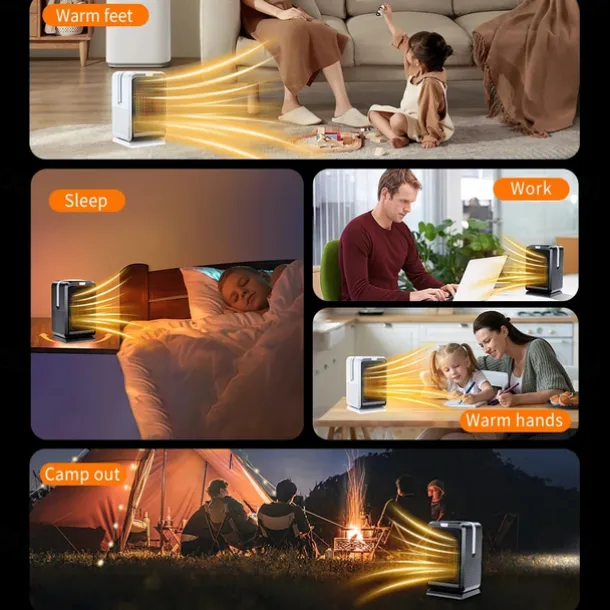 Electric Heater for Home Indoor 1000W Winter Space Heater PTC Ceramic Heating Fan 4 Modes 8H Timer Remote Control