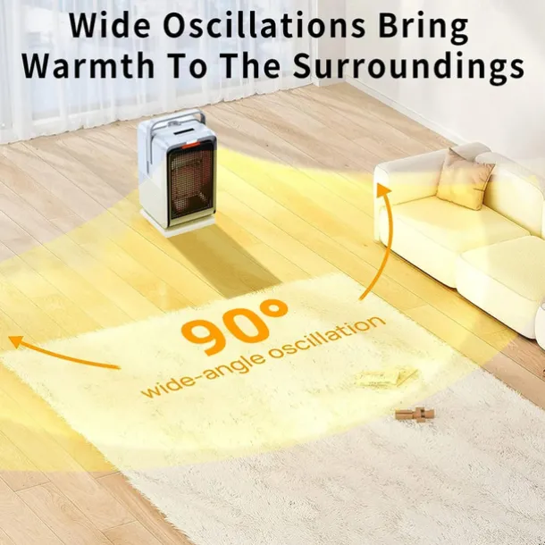 Electric Heater for Home Indoor 1000W Winter Space Heater PTC Ceramic Heating Fan 4 Modes 8H Timer Remote Control