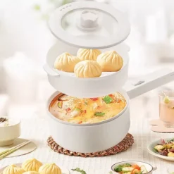 Electric Hot Pot Electric Cooking Pot Handle Auto Cut Off Portable Travel Cooker Portable Steamer