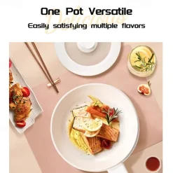 Electric Hot Pot Electric Cooking Pot Handle Auto Cut Off Portable Travel Cooker Portable Steamer