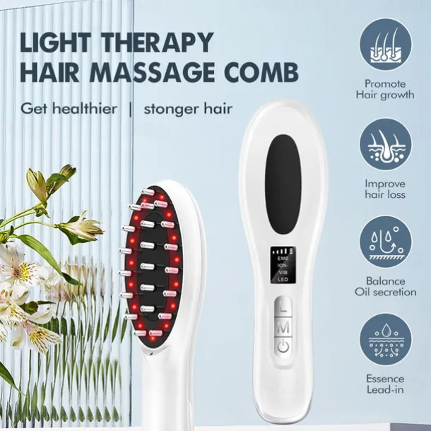 Electric massage comb red and blue light into the scalp massager hair medicine comb