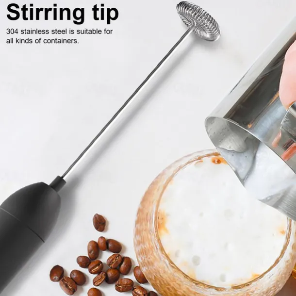 Electric Milk Frother Kitchen Drink Foamer Whisk Mixer Stirrer Coffee Cappuccino Creamer Whisk Frothy Blend Whisker Egg Beater, Without Battery