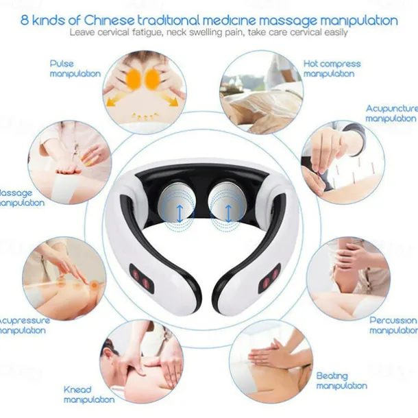 Electric Neck Massager & Pulse Back 6 Modes Power Control Far Infrared Heating Pain Relief Tool Health Care Relaxation Machine