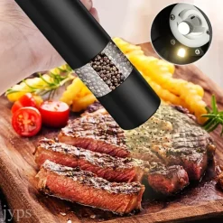 Electric Salt Pepper Grinders Stainless Steel Automatic Gravity Herb Spice Mill Automatic Pepper Grinder Battery Powered Electric Salt Grinder Adjustable Coarseness