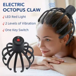 Electric Scalp Massager Octopus Claw Hands Free Therapeutic Head Scratcher Relief Hair Stimulation Rechargable Stress Relief Gift