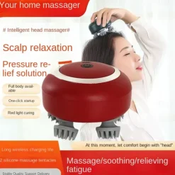 Electric Scalp Massager With Red Light and Vibration Heated Handheld Head Massager For Hair Growth Stress Relief Body Massage
