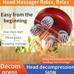 Electric Scalp Massager With Red Light and Vibration Heated Handheld Head Massager For Hair Growth Stress Relief Body Massage