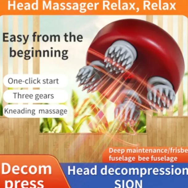 Electric Scalp Massager With Red Light and Vibration Heated Handheld Head Massager For Hair Growth Stress Relief Body Massage