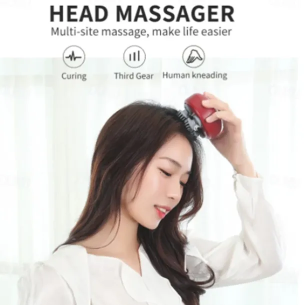 Electric Scalp Massager With Red Light and Vibration Heated Handheld Head Massager For Hair Growth Stress Relief Body Massage