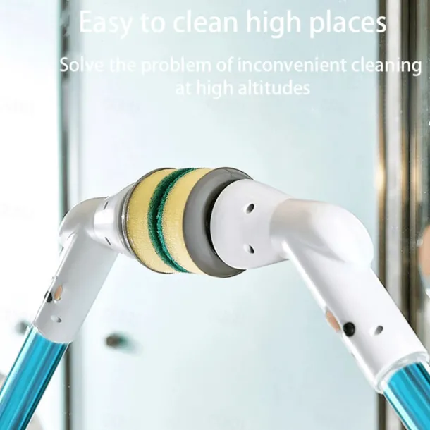 Electric Spin Scrubber With 5/6 Replaceable Brush Head Power Cordless Bathroom Scrubber With Adjustable Long Handle Rechargeable Shower Scrubber Bathroom Kitchen Bathtub Tile Shower Car Cleaning