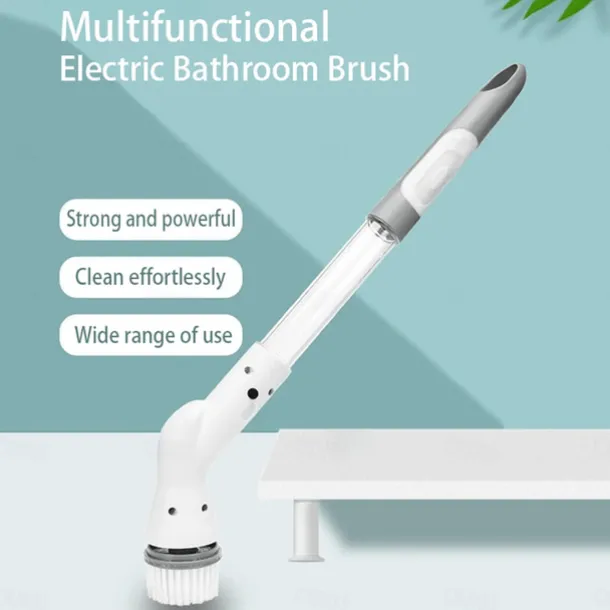 Electric Spin Scrubber With 5/6 Replaceable Brush Head Power Cordless Bathroom Scrubber With Adjustable Long Handle Rechargeable Shower Scrubber Bathroom Kitchen Bathtub Tile Shower Car Cleaning